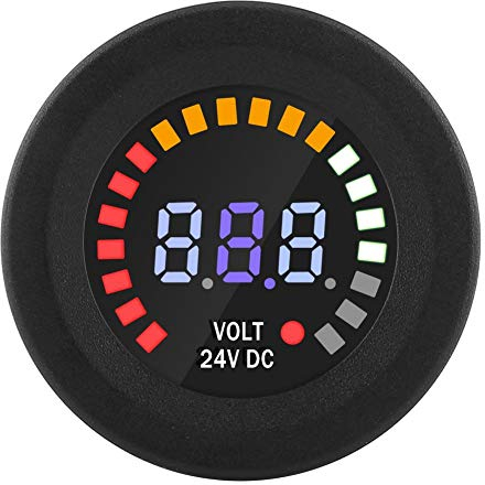 Keenso Voltmeter, Voltmeter, Universal-Tester für LED-Anzeige, Voltmeter, Panel DC 24 V, digital, für Motorrad und Auto, mit 15 cm