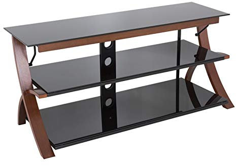 AVF Tempe Flat TV Stand 1216 Walnut/Black Glass