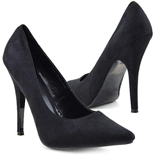 Golden Beads Womens Bs-924-bs-10 Stiletto High Heel Pointed Pumps, Black Suede, 10 UK (44 EU)