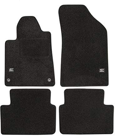 J&J AUTOMOTIVE | Logo Tapis De Sol Noir Velours sur Mesure pour 407 2004-2011, Base Antidérapante, Tapis conducteur renforcé