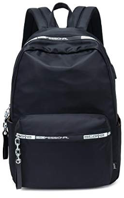 Acmebon Zaino ragazza per la scuola, Zaino classico in tinta unita, borsa semplice casual Nero