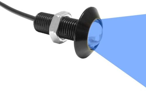 WITTKOWARE LED-Einbauleuchte aus Aluminium, schwarz, Ø 22mm (Einbaudurchmesser 10mm), 12V/DC (9,5-13,8V), 1,2W, Leuchtfarbe blau
