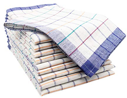 ZOLLNER 10er Set Geschirrtücher Baumwolle in 50x70 cm - saugstarke und langlebige Küchentücher - waschbar bis 60°C – in blau kariert - Gastronomiequalität - Oeko Tex® Zertifiziert