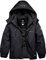 GEMYSE Jungen Skijacke Winter Wasserdicht Winddicht mit Kapuze Outdoor Regenjacke Fleecejacke (Schwarz,128-134)
