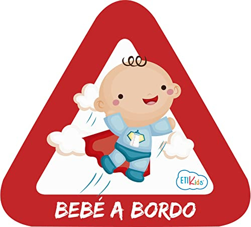 Adesivo Bebe a bordo per l'auto. Adesivi in vinile Bimbo o bimba a bordo anche per moto. 15 x 13,7 cm.