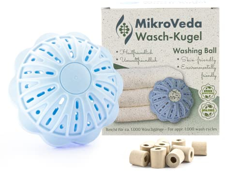MikroVeda Waschkugel Keramik mit Mikroorganismen, hautschonend und für Allergiker, ökologischer Waschball ohne chemische Waschmittel