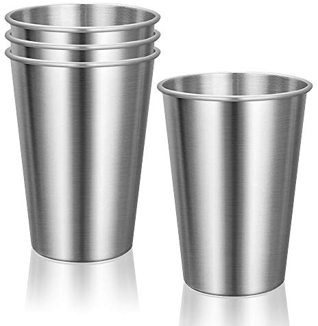 LELE LIFE 4pcs Tasses en Acier Inoxydable 304 de Qualité Supérieure, Tasses à Boire Empilables, Tasses Mugs en Métal Incassables Gobelets en Acier Inoxydable pour Enfants et Adultes, 350 ml, Argent