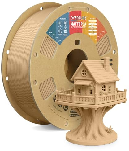 OVERTURE Matte PLA 3D Printer Filament 1.75mm, 1kg Light Brown | Frosted Matt Finish Hides Layer Lines, Accuracy +/- 0.02mm, Fit Most FDM Printer (Light Brown)