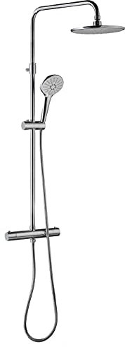 Wirquin 60723470 Colonne de douche avec mitigeur thermostatique Bergamo Comfort 3 jets, chromé
