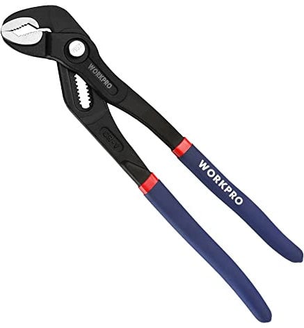 WORKPRO Pince Multiprise de Pointe 305 mm avec Multi Position de Rainure et Mâchoire Courbée, Pince Plombier pour Réparation de Plomberie et Usage Domestique