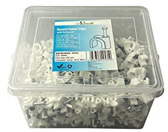 White Round Cable Clips K-Type Trade Box, 7mm- 500 Pieces