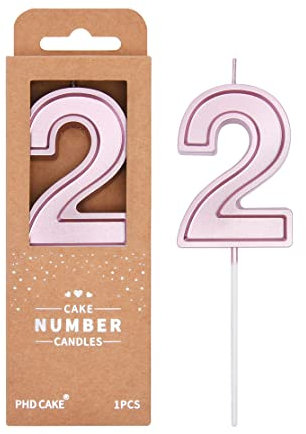 PHD CAKE 2.76 Inch Luxe Rose Gold 2 Number Birthday Candles, Rose Gold Number Candles, Cake Number Candles, Party Celebration