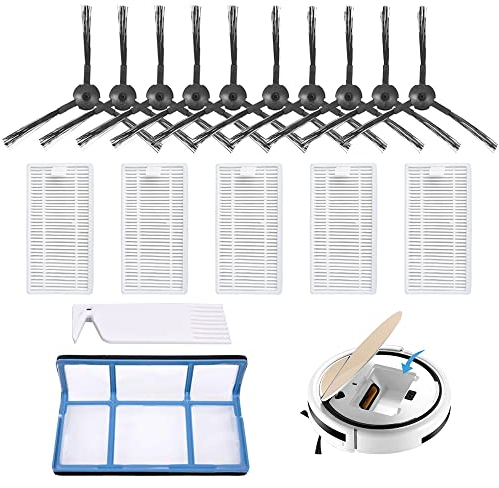 CJBIN Saugroboter Ersatzteile, Staubsauger Ersatzteile, Filter Bürste Ersatzteile Zubehör Set mit 1Primärfilter + 5 Filter + 10 Seitenbürsten + 1 Reinigungsbürste, für ILIFE V3 V3s V5 V5s V5Pro