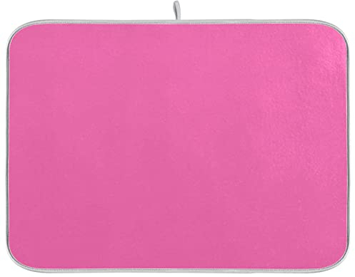 Estera de secado de platos grande rosa caliente Xl para platos, accesorios de cocina, mostrador de microfibra escurridor de platos almohadilla resistente al calor, decoración de 18 x 24 pulgadas