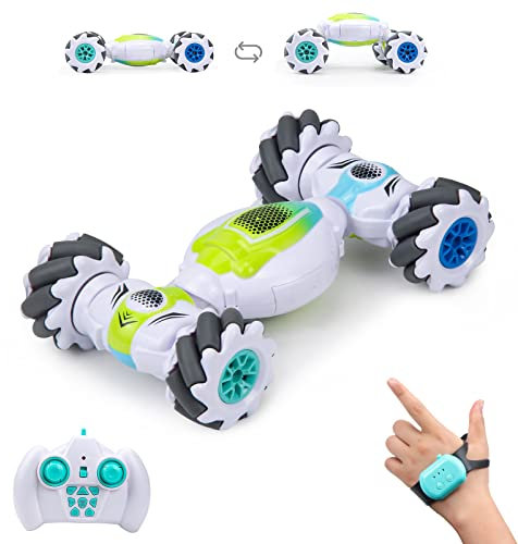 Rhybor Ferngesteuertes Auto mit Handsteuerung 4WD 20Km/H Gesture RC Handgeführtes Stunt Auto 1:20 360° Flips Drehbar Bionische Wirbelsäule Auto mit 2,4 GHz Fernbedienung für Kinder ab 4 5 6 7 8 Jahre