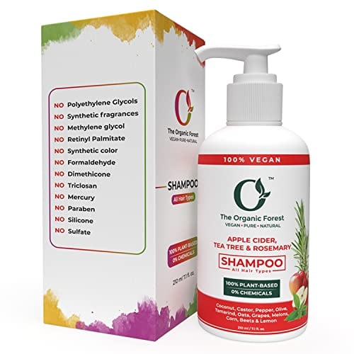 100% Plant Based Apple Cider Vinegar, Tea Tree & Rosemary Shampoo - Natural Sulphate & Paraben Free Hair Shampoo for Oily Hairs & Itchy Scalp | Ideal for All Hair Types