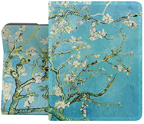 Berkin Arts Conque pour iPad Mini 4ème/5ème Génération Coque (7.9 Pouce) 2019 2015 Étui de Protection en Cuir Premium Cloisonnisme Vert Fleur Florale (Van Gogh-Fleur d'amandier)