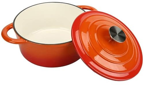 Stalwart DA-A26DQO Enameled Cast Iron Casserole Dish Round Orange 26cm 6.4 litres