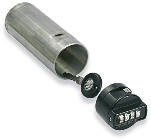 Rohrtresor + Schlüsselsafe mit Zahlencode inklusive Staubschutzklappe, für Wandeinbau, komplett aus Edelstahl mit 4-stelligem Zahlenschloss