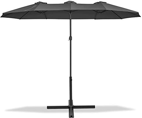 MaxxGarden Doppelter Sonnenschirm XXL, Kippsystem – 460 x 270 cm – Sonnenschirm gerade – robuster Sonnenschirm – hochwertig – Anthrazit, anthrazit