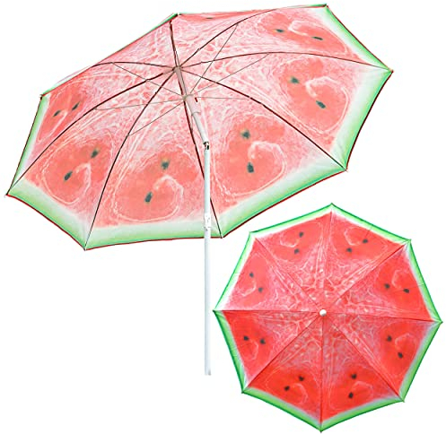 botle Sonnenschirm für den Garten Material Polyester/Stahl Farbe Rot Thema Wassermelone D 180 cm H 190 cm touristisch Strand leicht zusammenklappbar bremsfunktion Modern Funktionell