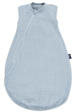 Alvi Sommertraum Mull Sommerschlafsack für Babys, Leichter Strampelsack für den Sommer, 0.5 TOG, aus 100% Baumwolle, atmungsaktiv Sky Way - Blau, 80cm