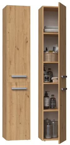 ADGO Badezimmerschrank NEL II - 31x174x30 cm - Artisan - Kleiderschrank - Badezimmermöbel - Badezimmerregal - Aufbewahrungsschrank - Bad Hochschrank - Badezimmerschrank Hoch - Mehrzweckschrank