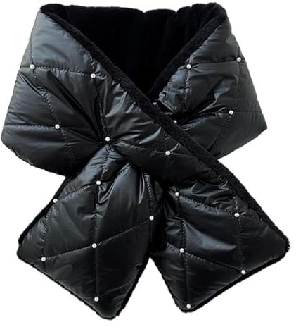 LUOFANG Damen Schal mit Kunstkragen, Kunstschal, Wickel Abendschal für Wintermantel, winddichter Damen Kreuzschal