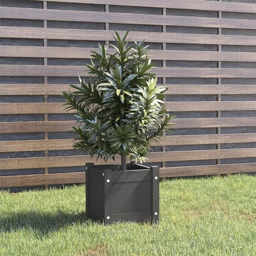 ARKEM Jardinière d'extérieur Gris 31x31x31 cm Bois de pin Massif,Jardiniere sur Pieds,Jardiniere Terrasse1668