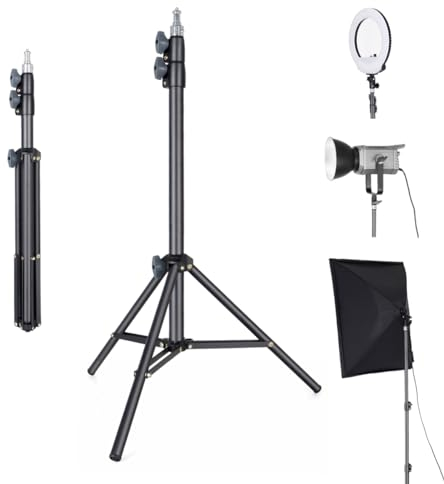 Koolehaoda Supporto per luce posteriore per fotografia, treppiede portatile da 160 cm, treppiede leggero per registrazione video, videografia, streaming live (LINCO C003-Black