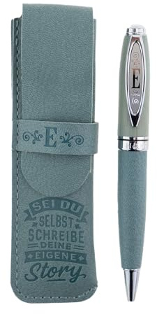 History & Heraldry Bamboo Persönlicher und individueller Kuli Kugelschreiber Stift mit Namen und Spruch Personalisiertes Etui Monogramm-Design persönliches Geschenk (Kuli E)