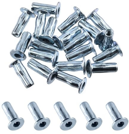 Keadic 20 piezas M4 Multi-Grip remache tuerca pre bulbed insertos roscados, galvanizado, cabeza plana ranurada, sujetadores ranurados para la industria de la construcción
