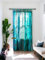 AFFERTO Dekorative Seiden-Sari-Vorhänge, einzigartiges Patchwork-Design, lichtfilternde Fensterpaneele für Wohnzimmer und Schlafzimmer, 213,4 cm Länge, Türkis