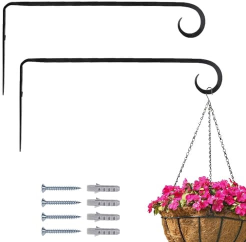 Marrakesch 2er Set Wandhaken handgeschmiedet schwarz 26cm lang | Vintage Haken zum Schrauben für Blumenampel & Hängepflanze | Gerätehalter Mapoy für draußen als Balkon Terrasse oder Garten Deko