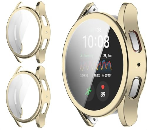 GIOPUEY [2 Stück Hülle Kompatibel mit Samsung Galaxy Watch 7 40MM, Soft TPU, Shock Resistant, Samsung Galaxy Watch 7 40MM Cover - Gold+Gold