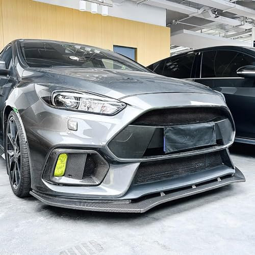 HERTC Auto Frontlippe Frontspoiler für Ford Focus RS MK3 2015 2016 2017 2018, Frontstoßstangen Lippenkörper Autoteile Autoantikollisionsschutz,normal-Carbon Fiber Look