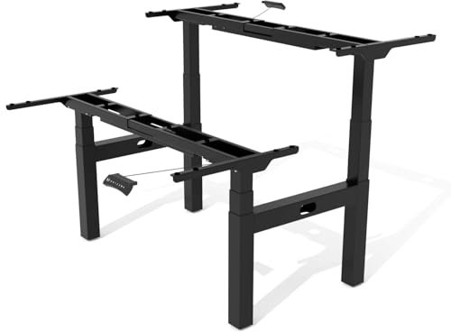 Office Jack® Doppelschreibtisch Schreibtisch für 2 Höhenverstellbares Gestell Memory-Funktion (Schwarz, Ohne Trennwandhalter)