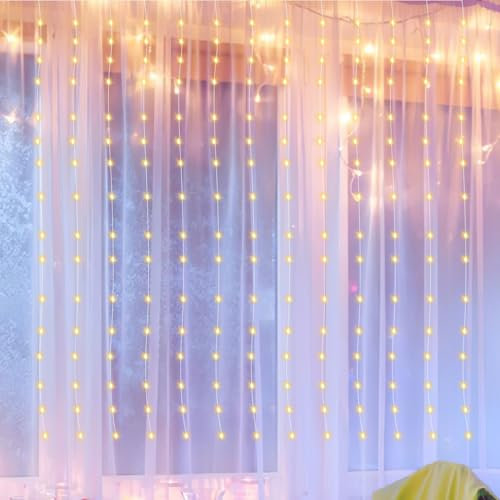 Izrielar 3x6m Lichtervorhang 300leds Lichterketten Vorhang Lichterkettenvorhang 8 Modi mit Timer, wasserdichte LED Weihnachtslicht Fenster Innen Außen Deko, Zimmer, Hochzeit, Ramadan, Farbe