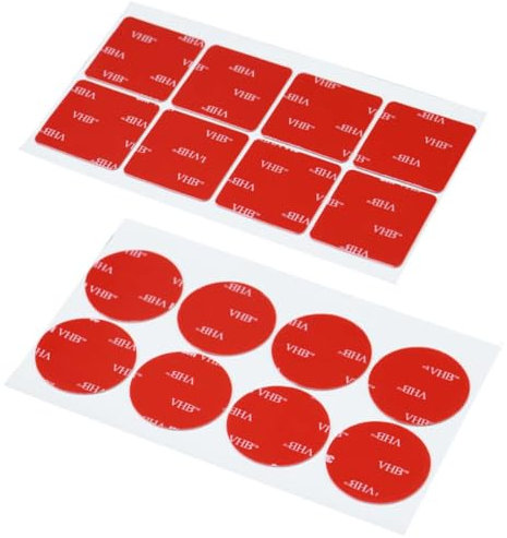 LAKJUOZ 16 Stück 3M Double-Sided Adhesive Pads, 3M Doppelseitiges Klebeband, 3M Vhb Sticky Dash Cam Mounting Tape, Car Mounting Adhesive Pad Replacement, Dashboard, Waterproof, Square And Runden