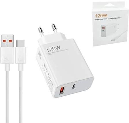 para Xiaomi Cargador 120W Fast Wall Charger con Cable Tipo C 1M Carga rápida 2 Puertos Adaptador de Corriente con PD 45W para Xiaomi 13 12 12t 12s Pro Lite Redmi Note K60 K50 11 11s 12 Pro Plus Poco F