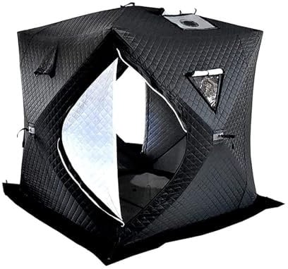 Tragbares Eisangelzelt für 3 Personen, 3-lagig, isoliertes Eis-Angelzelt mit 210D-Oxford-Gewebe, wasserdichter Oxford-Eiswürfel mit Ankern/Seilen/Tragetasche