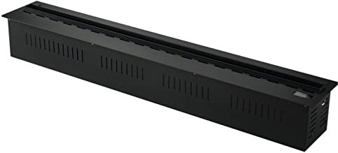 WYRMB Elektronischer Kamin 47,2 In die Wand eingelassener elektrischer Kamin Edelstahl-Metallplatte 3D-berührbare Simulationsflamme Geräuscharmer Wasserdampfkamin.Black