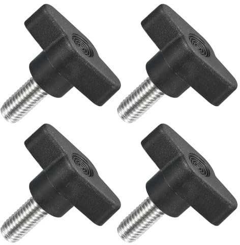 QUARKZMAN 4 Stück T-Flügelschraube mit Griffen Rändelschrauben, M8 x 20mm Männliche Schraube Knopf 304 Edelstahl Rändelschraube Daumenschrauben-Griff 36mm Durchmesser, Schwarz