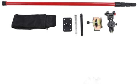 YUKOFE Wasserwaage Stativ, 6 mm 15,2 mm Schnittstelle, ausziehbarer legierter Stahlpfahl, verstellbare Höhe von 120 cm bis 400 cm, 360 ° Stabilisator für Ingenieure, Bauunternehmer,