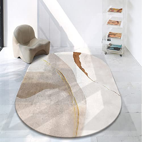 Moderner großer, weicher Teppich für Art-Deco, Wohnzimmerdekoration, zeitgenössischer Heimteppich für Schlafzimmer, Esszimmer oder Heimbüro, oval, 180 x 220 cm