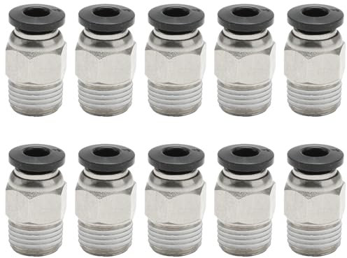 PC4-M10 Pneumatic Connector Fittings for 3D Printers, 10pcs Bowden Tube Coupler Male Straight Quick Connector Pneumatic Fittings Push Fit for PTFE Tube E3D-V6 Bowden Extruder Ender-3 Ender-3 V2 CR10