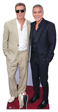 Star Cutouts CS1215 Brad Pitt & George Clooney Cutout, 185 cm | Freistehend, schnell aufzubauen, Filmduo-Displays und Fangeschenke