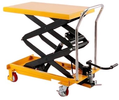 BADIKA Scissors Lift Table Manual hydraulic lifting platform truck, mobile scissors fork type electric elevator, small and simple small trolley(150kg 0.72m table to)