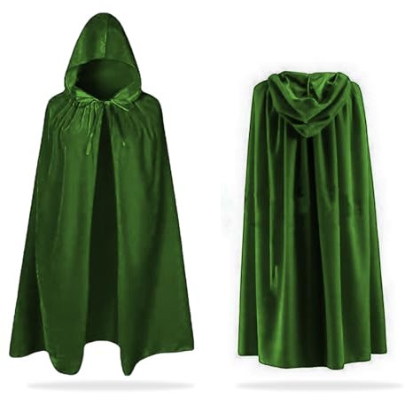 UILYNIU Cape à capuchon Vert Déguisement Adulte Costume Halloween Carnaval Noël cape longue avec cape robe pour Halloween costume partie sorcière diable vampire cosplay déguisement (Vert)