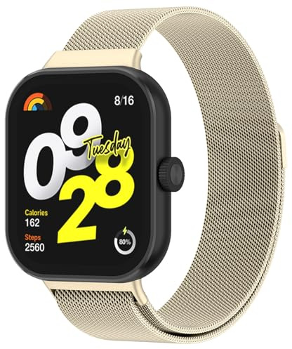 Oumida Correa para Xiaomi Redmi Watch 5 / Redmi Watch 4 / Xiaomi Mi Band 8 Pro/Xiaomi Mi Band 9 Pro, Correas de Metal con Imán, Pulseras de Repuesto Ajustable de Acero Inoxidable (Oro Vintage)